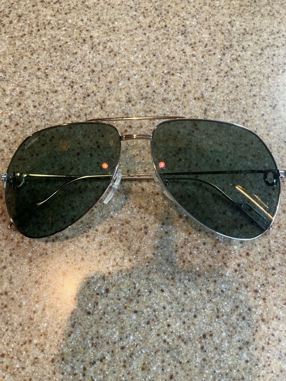 Cartier Silver Frame Green Lens Aviator Sunglasses - Picture 5 of 7